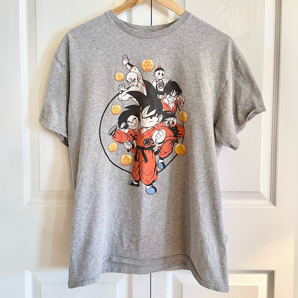Dragon Ball Classic Anime Graphic Tee Heather Gray Toei Animation L Goku Krillin